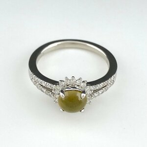 Remake Crybelil Cat's Eye Design Ring Platinum Ring Mere Diamond Ring No. 12 PT900 Diamond Ladies