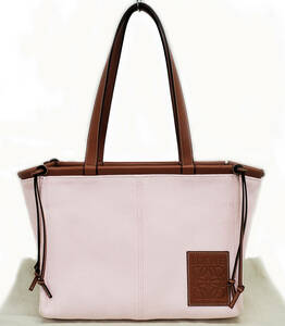 D-1275 ◆ Extreme Beauty [Loewe] Cushion Tote Handbag ◆ Shoulder Shoulder Canvas x Leather Pink x Brown