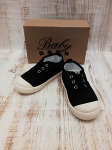 SH0571 ◇ Free shipping New kids sneakers size 31 18.0cm equivalent black stringless slip -on fabric soft phase simple casual
