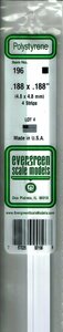 Evergreen .188x.188 Plastic stick 4.8x4.8mm 4 pieces