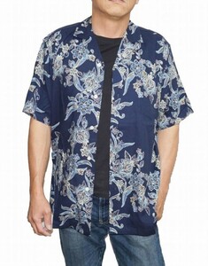 Rainse Pooner Reyn Spooner Aloha Navy Men's Short Sleeve Shirt Navy Hawaiian Summer Flower Pattern Aloha Shirt Notation M.