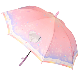 ☆ Cream Soda/Purple ☆ Girls Girls Long Umbrella 55cm Child Umbrella with charm 55cm Girls Long Umbrella Jump Umbrella Kasa