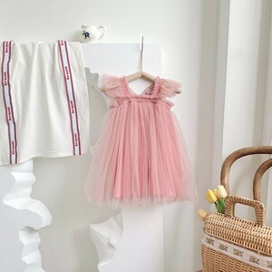 ☆ Pink ☆ 100cm ☆ Baby Kids Tuled dress Chow YBBDress5099 Baby Kids Tulad dress Tulle dress One Piece