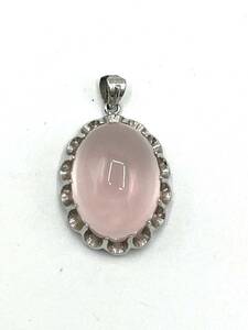 Necklace Top Charm SV925 Silver Coloured Stone Light Pink Women's Jewelry W2.5 H1.9