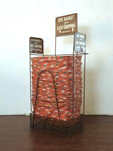 Vintage 50's Handy Folding Pail Shopping Basket Set Store Furniture Kago Bag Bag Mid Century American Rare Rare Rare