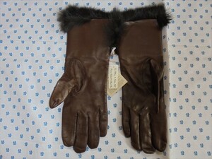 New ★ THE GINZA ★ ARISTON Italian Italian leather &amp; silk &amp; fur gloves ★ 7