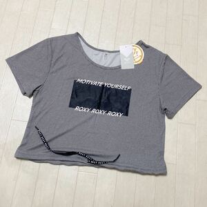 3611 ☆ New tag ROXY Roxy Tops Short Sleeve T -shirt Casual Sports Ladies S Gray Total Pattern