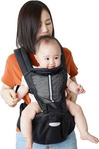 Black [Nursery teacher recommendation] Hip sheet hugging string hug Himodako Himobo string Baby Carrier Waist Pouch Bag Bags