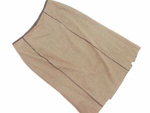 COMME CA DU MODE Comsdemode Wool 100% Chidori Pattern Bucks Rit Tight Skirt SIZE13/Beige X tea ◇ ■ ☆ DHA7 Ladies