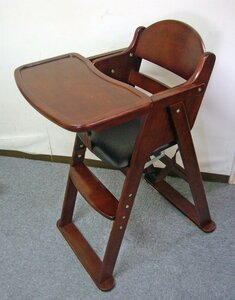 ☆ KATOJI Katouge Wooden High Chair Baby Chair Step Switch 4 -step Brown [22501] USED product ☆