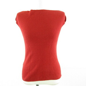 Michelle Clan MICHEL KLEIN Rib Knit Boat Neck Sleeve Red 38 *A379 Ladies