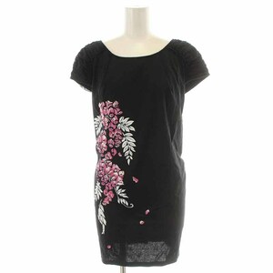 Vivi Tam Vivienne Tam Tunic Flower Pattern Embroidery Tulle Switch French Sleeve 1 S Black Black /YI11 Ladies