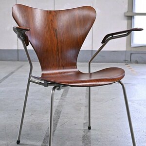 Rare Nordic Vintage Fritz Hansen "Seven Chair" Arne Jacobsen Rosewood Arm Chair Fritz Hansen Arne Jacobsen