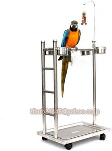 Aum Standbird Rack Bird Play Stand Bird Cage Stainless Steel Caster Chewing Measures
