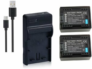 USB charger and battery 2 sets DC131 and Canon Canon BP-718 Compatible battery