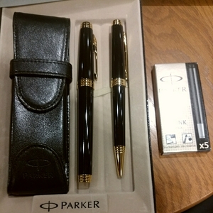 Parker Primier Fountain Pen Ball Pen Rack Black GT Pen Case With New Box Ink