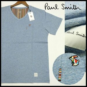 New Promotion Paul Smith V Neck T -shirt LL Saximum Stripe Multi Rabbit Embroidery Short Sleeve Cut Saw Paul Smith Men [2452A]