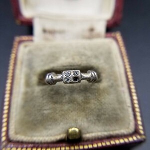 Square Line Stone Pinky 925 Vintage Silver Ring Early Deco Ring Showa Retro Accessory Jewelry Import AAX-4②