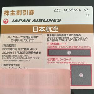 ★ JAL Japan Airlines Shareholder Apprai Coupon Discount Ticket 1 piece to November 30, 2024