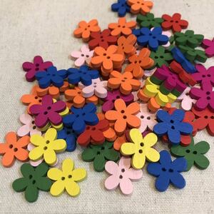 Z128/Wooden button/Colorful floral pattern/about 200 pieces
