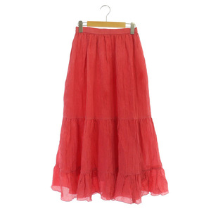 Lope ROPE Satin Yangyani Ti Ard Long Skirt Flare Gather 36 Red Red /My ■ OS Ladies