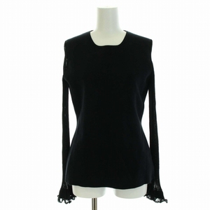 Theory THEORY 21SS Cotton knit cut -and -sew sleeve lace leaf Long sleeve s Black /DK Ladies