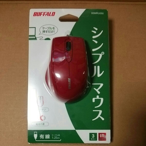 □ BUFFALO wired IR LED mouse 3 button type red BSMRU050rd