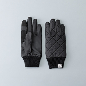 ☆ Black ☆ 24cm ☆ MEN Quilting Nyron Touch Touch Panel Compatible Kuroda Glove Men's Gloves Combined Smartphone compatible