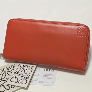 ★ LOEWE Loewe Anagram Round Zip Long Wallet Leather Orange