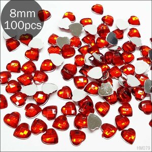 Limited 5 Acrylic Stone (79) Heart Red 8mm 100 Pieces Handmade Bijou Red Deco Parts handicrafts