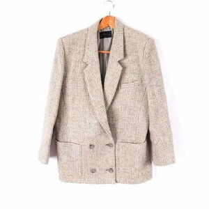 Lautmon Tailored Jacket 100% Tweed Outer Ladies 9 Size Brown Lautreamont