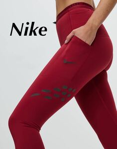 S New Nike Randy Vision Leggings Midrise Tights Sports Tights Red Pressure Women's Price 14300 yen Compression