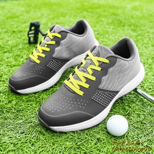Preliminary ★ New golf shoes 4E wide sports shoes Men's athletic shoes grip Gentlemen Sneakers Fit Slip -Slip Slip -Polished Water -resistant Gray ① 28.0cm