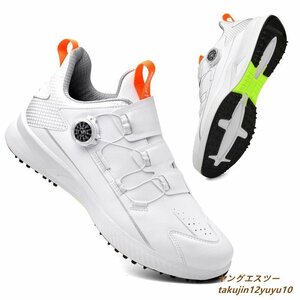 Luxury goods*Golf shoes New dial -type athletic shoes Men's wide 4E Fit -sensitive lightweight cowhide sports shoes Waterproof and elasticity white 28.5cm