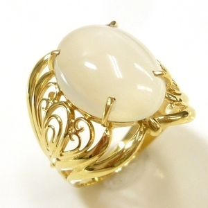 J ◇ K18 luxurious large grain! Yellow Gold Ring Ring with Moonstone No. 13 18 Gold YELLOW GOLD MOONSTONE RING