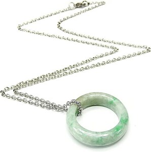 Green Ring Ring Book Book Jade Natural Stone Ring 19-20 Necklace Prime with Chain