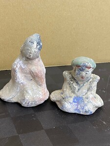 [Pre -war period] Pottery dolls and clay dolls two men and women collectively: antique local toy figurine antique