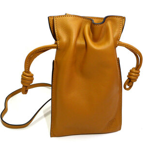 [Used] LOEWE Pocket Flamenco Pochet Shoulder Bag Leather Brown A411F10X01