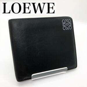 [Beautiful goods] Loeba Anagram 2 -fold wallet with coin purse black men's ladies unisex