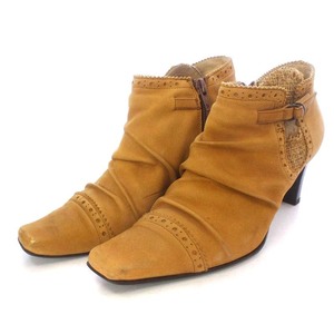 Himiko Himiko elegance Boots Booties Short High Heel Square Toe Leather 22cm Brown Brown / YO6 Women's