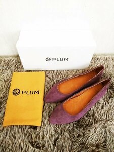 SH0520 ◇ Free Shipping New PLUM Plum Low Heal Pumps M size 23.0 ~ 23.5cm equivalent Purple Sweddish Cushion Pointed toe shoes