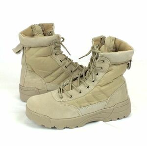 Tactical Boots Military Boots Combat Boots Rider Boots Work Shoes Shoes Side Zabage Men's Boots TAN25.5cm