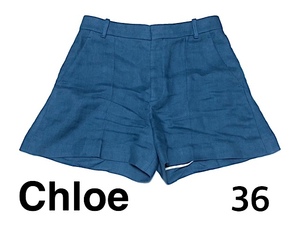 Free shipping on two scores! 2A48 Sold out [Almost unused] Chloe Tailard Shorts Linen x Cotton Curott 36 Short Pants Bottoms