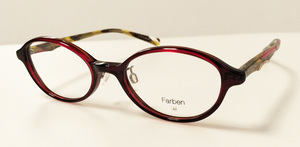 FARBEN Farben F7080 873CE Made in Japan Acetate Oval Red Clear/Brown Clear