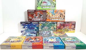 All boxes, the instructions with the Pokemon Red, Golden Gold, Gold Golden Silver Crystal Ruby Sea Fire Emerald Leaf Green Firred Mysterious Dungeon