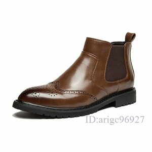 F614 ★ Short Boots Martin Boots Gentleman Shoes Riders Casual Business Engineer Boots Shoes Brown 24cm ~ 27cm