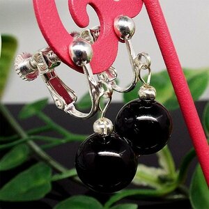 Natural stone earring onyx black agate about 10mm SE1-19-10M1P