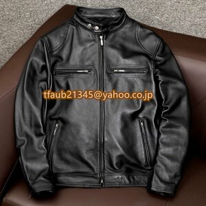 High quality leather jacket Single Riders leather Jean Cowhide Cowhide Bike Leather Genuine Leather Men's Fashion Locomotive Biker S ~ 5XL