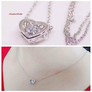★ 18K RGP Platinum Luxury CZ Heart Necklace YN3130