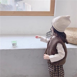 Children's clothing Thick Vest Warm Baby Baby Best Cute Soft Lightweight Open Sleeve fluffy (Color: Coffee size: 110cm) F09